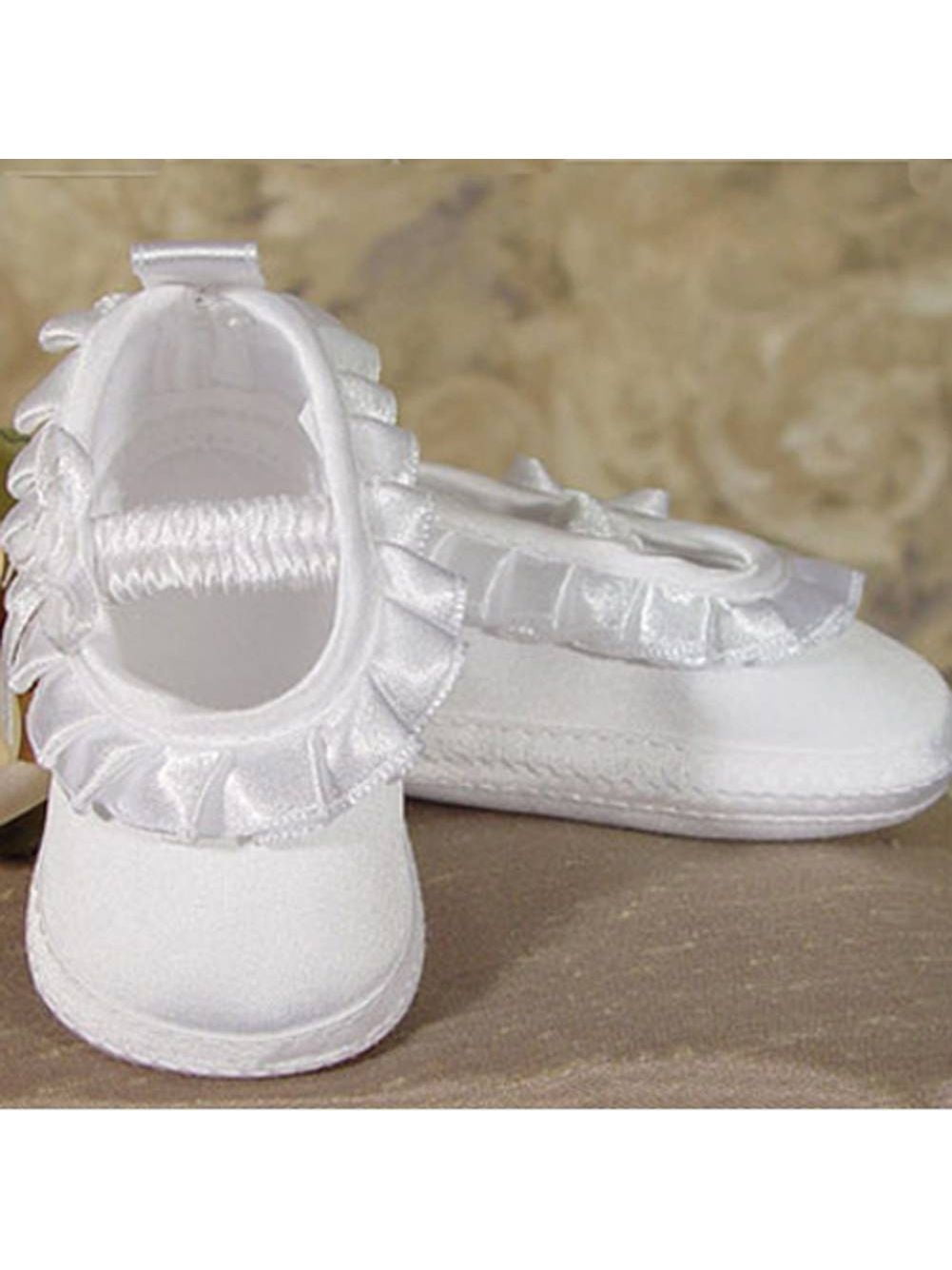 satin christening shoes