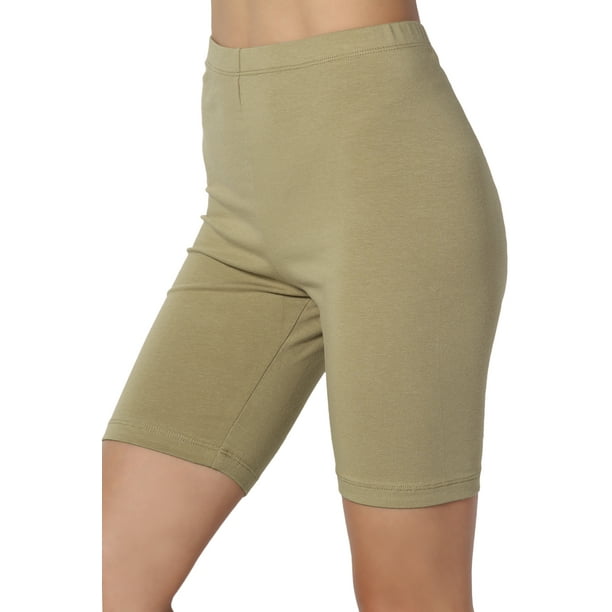 Women's Mid Thigh Stretch Cotton Span High Waist Active Basic Short Leggings  - Walmart.com