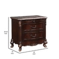 thumbnail image 5 of Leon 32 " 2 Drawer Nightstand Carved Details Marble Surface Brown, 5 of 5