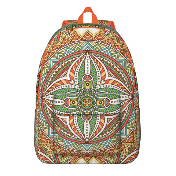 Elegant Boho Mandala Floral Backpack with Computer Pocket, Spacious College Bookbag, Lightweight School Essential for Work Travel, Great Gift