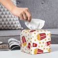 thumbnail image 5 of Goofa Popcorn Tissue Box Cover PVC Leather Tissue Holder Square Facial Tissue Case Facial Paper Organizer Dispenser for Bathroom, Vanity Countertop, 5 of 8