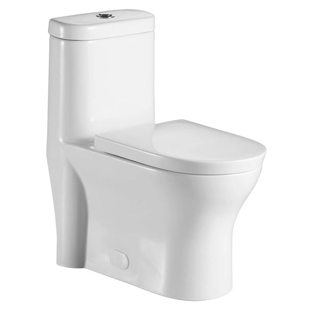 Fine Fixtures Dual-Flush Elongated One-Piece Toilet with High ...