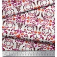 thumbnail image 3 of Soimoi Poly Georgette Fabric Wreath,Leaves & Rose Flower Printed Fabric 1 Yard 42 Inch Wide, 3 of 3