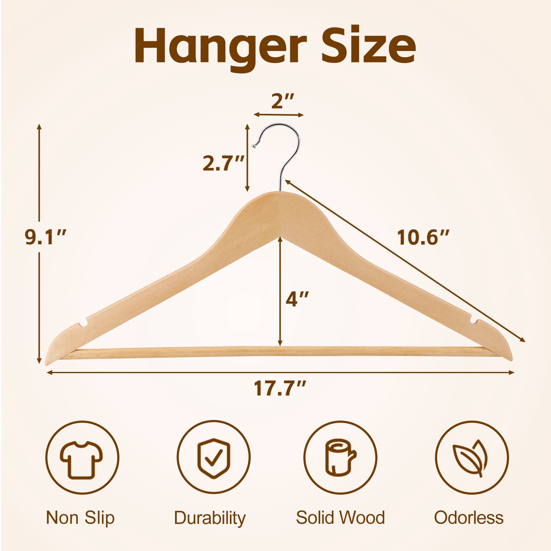 ZENSTYLE Wooden Hangers 50 Pack Suit Coat Hangers with 360° Rotatable Hook Non Slip