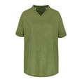 thumbnail image 5 of Stylish Olyvenn Linen Tops for Women Trendy Short Sleeve V Neck Shirts Basic Casual V Neck Tunic Blouse Oversized Summer Tshirts Army Green L, 5 of 6