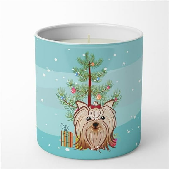 Carolines Treasures BB1576CDL 3.75 x 3.25 in. Unisex Christmas Tree & Yorkie Yorkishire Terrier 10 oz Decorative Soy Candle
