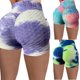 thumbnail image 1 of Jacenvly New Womens Plus Shorts Clearance Ladies Short Color Tie-Dye Jacquard Bubble Hip Fitness Pocket Stretch Yoga Pants Leggings Shorts for Women, 1 of 8