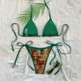 thumbnail image 5 of DHFJKG Bikini Swimsuits For Women Two Piece Beach Outfits Floral Summer Side Tie Halter Triangle Top With Thong Bottoms Stylish Beachwear, 5 of 6