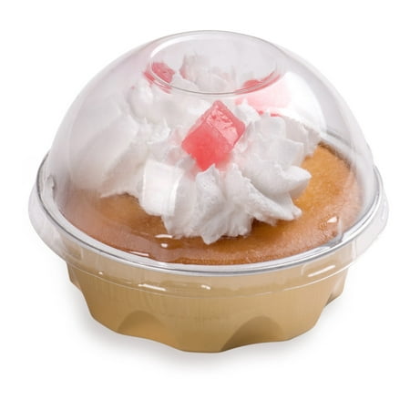 Round Baking Cups with Lids - Round Foil Baking Cups - 3.4 oz - Gold Baking Cups - Oven & Freezer Safe - Plastic Lids - 100ct