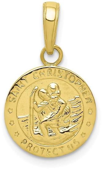 10k Yellow Gold Saint Christopher Medal Pendant - Walmart.com