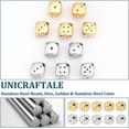 thumbnail image 5 of 10Pcs 2 Colors 304 Stainless Steel Beads Dice Golden & Stainless Steel Color 10x10x10mm Hole: 2mm 5pcs/color, 5 of 9