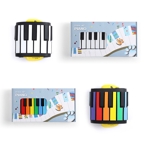 Piano portátil de 49 teclas con diseño de arcoíris, para niños y adultos, para principiantes, juguete electrónico inteligente