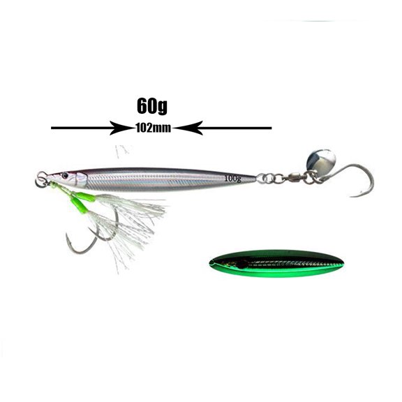 2pcs 3D Printed Fast Sinking Metal Jig Sea Bass Lure 60g Saltwater Shore Casting Jigging Artificial Bait