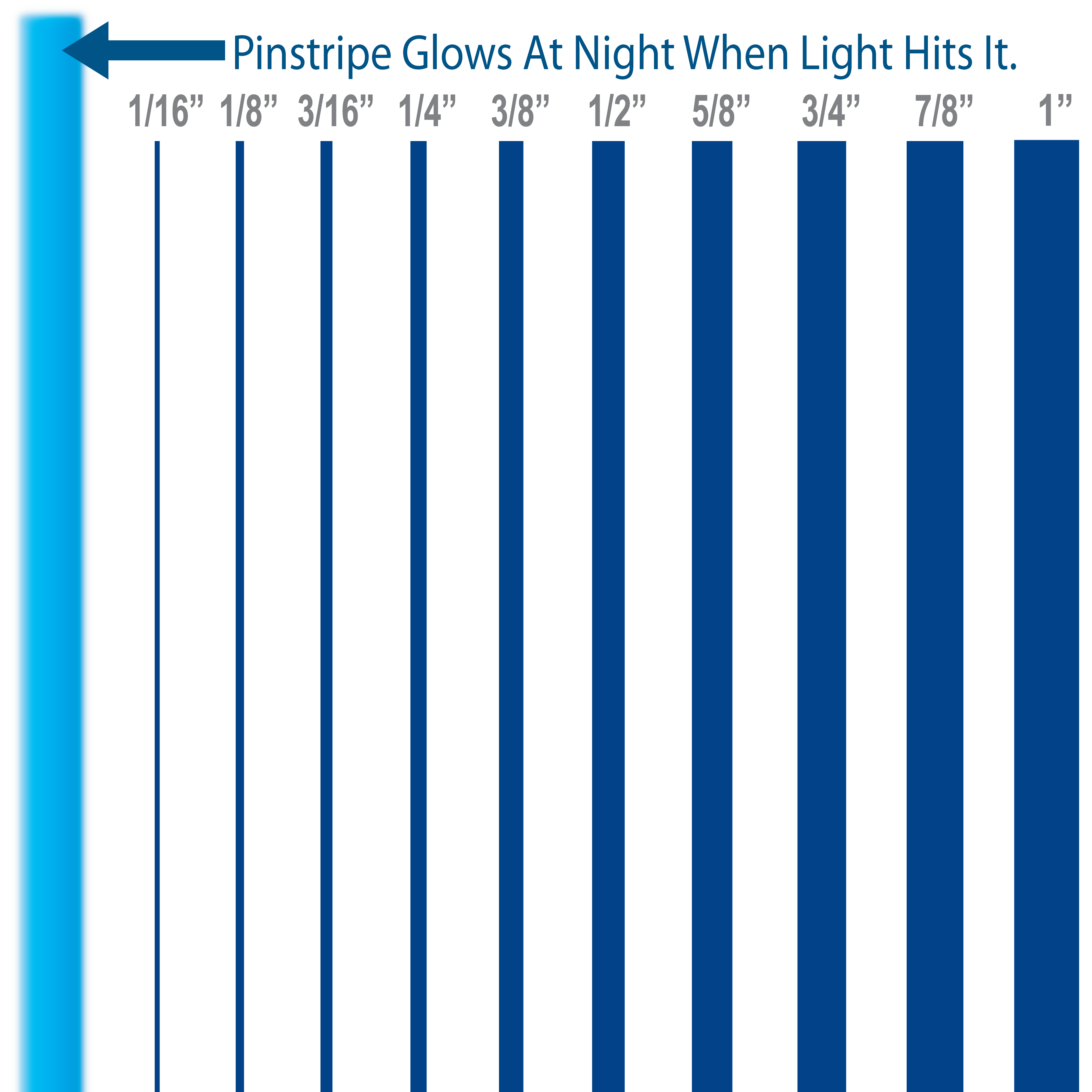 1/4" wide Reflective Pinstripes (Blue) Custom Vinyl Pinstriping Tape