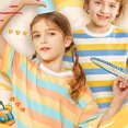 thumbnail image 6 of Cethrio Boys Stripe T-shirts, Casual Soft Crew Neck Short Sleeve Summer Tops Yellow Size 10-12, 6 of 7