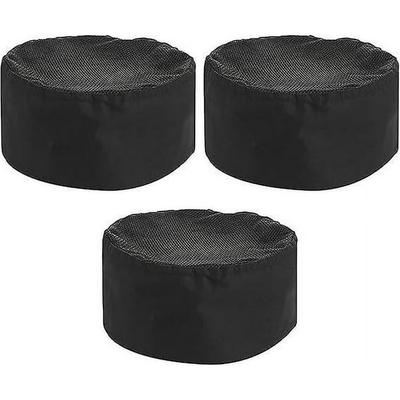 3 Pieces Hat Toque Chef Hat Kitchen Food Service Hat With Elastic Band One Size Black