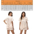 thumbnail image 5 of DOPI Button Down Satin Short Pajamas Set for Women 2 Piece Tops & Shorts Sleepwear Lounge Set, 5 of 5