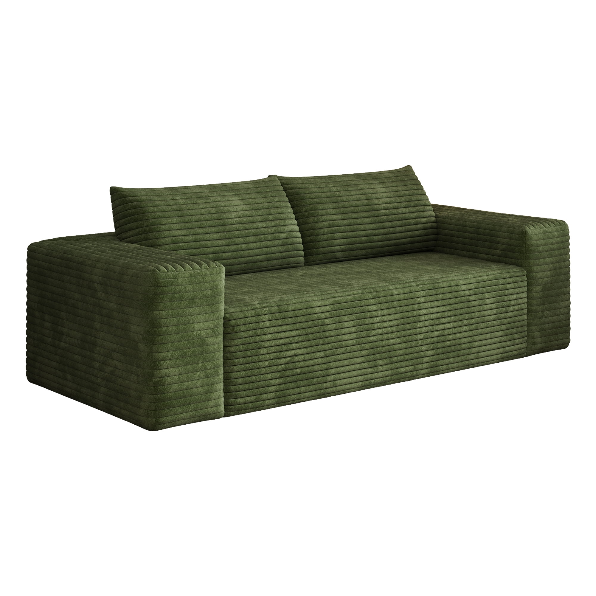 Leumius 78.8" Cloud Couch,3 Setaser Sofa with Deep Seat,Boneless Couch Sofa with 2 Pillows for Living Room,No Assembly Required,Green