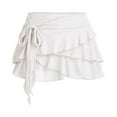 thumbnail image 3 of Yiulangde Women's Flowy Mini Skirt Ruffle Fairy Layered Pleated Floral Striped Gingham Stretchy Waist Short Skirt Casual Summer, 3 of 4