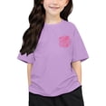 thumbnail image 3 of T-shirts Filles Enfants Imprimé Col Rond Manches Courtes T-Shirt Garçons Filles Bébé Tee Violet 6 Ans-7 Ans, 3 of 7