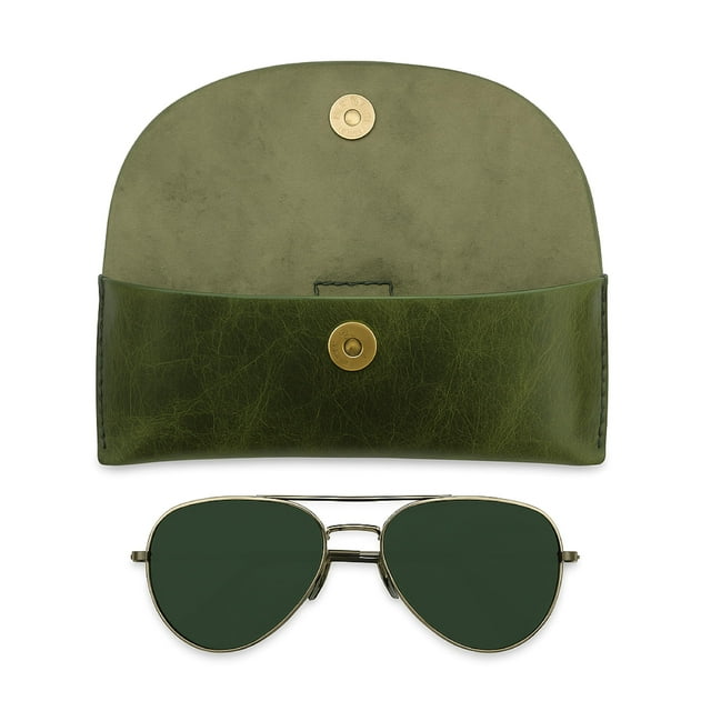 Estuche Vintage para Lentes de Sol TheAntiq en Cuero Suave Verde