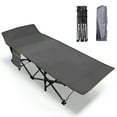 thumbnail image 5 of Folding Camping Cot for Adults, 73" L x 27" W x 14" H Heavy Duty Outdoor Bed with Carry Bag,1200 D Layer Oxford Travel Camp, Black, 5 of 8