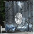 thumbnail image 4 of Ambesonne Winter Shower Curtain, Moon at Night in Forest, 69"Wx75"L, Black and Blue, 4 of 5