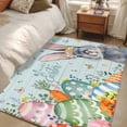 thumbnail image 4 of Happy Easter Area Rugs 3'x5', Washable Small Throw Rugs for Living Room Bedroom, Spring Bunny Easter Eggs Floral Teal Wood Indoor Outdoor Rug Non-Slip Low Pile Carpet Runner Reversible Floor Mats, 4 of 8