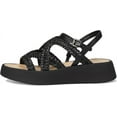 thumbnail image 4 of Dolce Vita Gatsby Black Leather Strappy Buckle Open Toe Wedge Heeled Sandals (6, Black Leather), 4 of 6