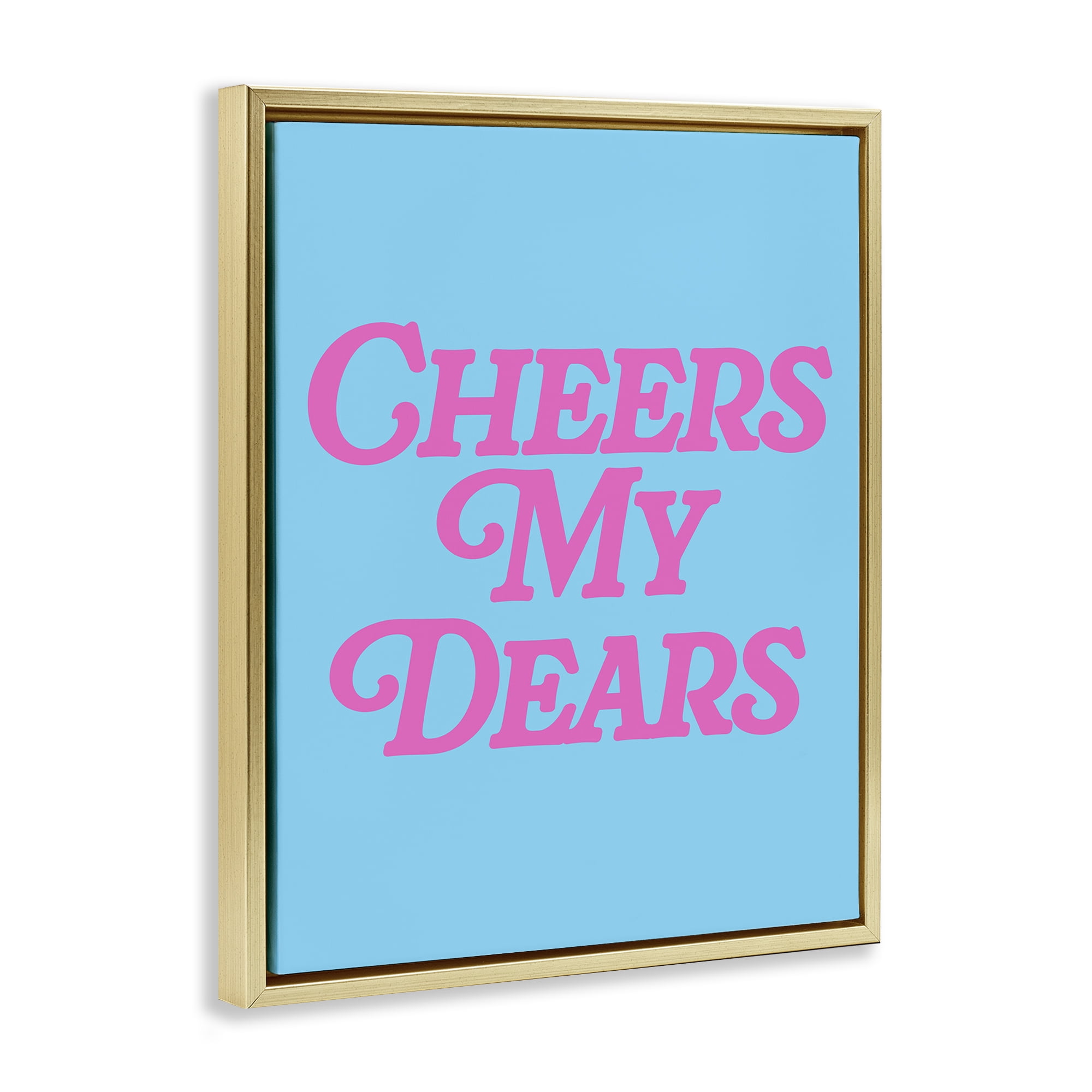 Stupell Industries Cheers My Dears Food & Beverage Painting Gold Floater Framed Canvas Art Print Wall Art, 17 x 21