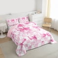 thumbnail image 3 of Homewish Girl Lovely Bowknot Full Size Comforter Sets,Pink White Plaid Bedding Comforter Set,Princess Cartoon Bowtie Bedding Sets For Kids,Ultra Soft Home Decor Reversible,3pcs, 3 of 8
