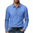thumbnail image 3 of akafmk Mens Long Sleeve Shirts Button Front Collared Shirt with Pocket Linen-Like Breathable Fall Tops, Size 2XL, 3 of 8