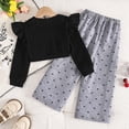 thumbnail image 6 of xaweyi Toddler Girls Bow Accent Long‑Sleeve Top & Printed Pants 2‑Piece Fashion Outfit Set for Fall Daily Casual Wear Size 4-5 Years, 6 of 8