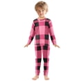thumbnail image 3 of Pink Grid Pattern Cotton Pajamas 2 Piece Set Sleepwear Soft and Comfortable Homewear Nightwear, 3 of 7