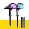 thumbnail image 1 of Focos solares que cambian de color al aire libre, [paquete de 2] Focos de paisaje impermeables IP65 de Navidad, luz de seguridad con energía solar del atardecer al amanecer para pasarela, pi, 1 of 5