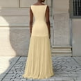 thumbnail image 4 of Women Midi Casual Dress, Elegant Pleated Sleeveless Long Dress, Midi Dress for Special Occasions, Yellow - XL, 4 of 5