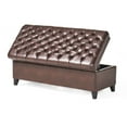 thumbnail image 4 of Storage Ottoman 50 Inches Upholstered Fabric Bench, Storage Bench for Bedroom with Button, Bed Benches for Foot of Bed for Living Room Bedroom Indoor (Brown), 4 of 8