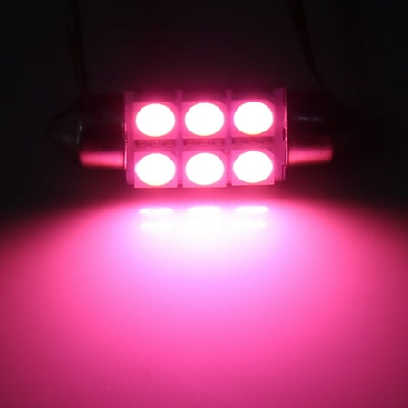2pcs Pink 36mm 5050 Smd 6 Led 0 84w Festoon Dome Car Light Interior Lamp 21 06lm