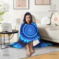 thumbnail image 4 of Wearable Blanket,Blue Tie Dye Spiral Pattern Hooded Wearable Sherpa Blanket for Adults & Teens,Winter Poncho Shawl Wrap Cape Thick Warm,60"x80", 4 of 5