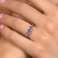 thumbnail image 4 of Gem Stone King 10K Two Tone Gold Persian Blue Moissanite and Pink Moissanite Engagement Ring for Women | 1.50 Cttw | Round 5MM | Gemstone Birthstone | Size 7, 4 of 6