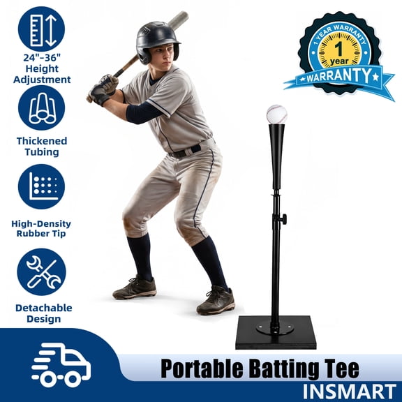 INSMART Portable Batting Tee,Adjustable Hitting Tee for Baseball/Softball, 24-36 inches Softball Tee, Batting Tee for Baseball,Baseball Tees for Hitting