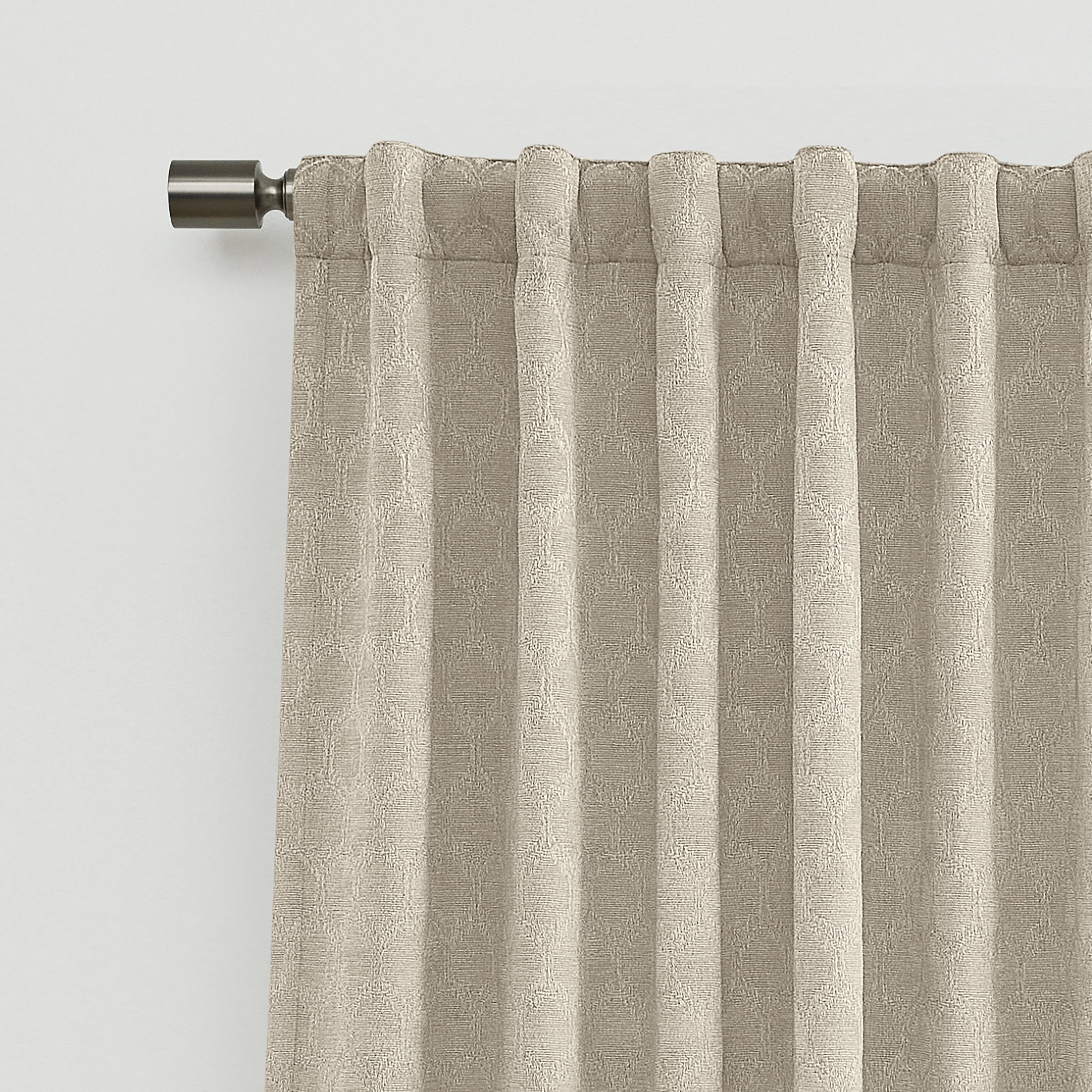 Better Homes & Gardens Jacquard Velvet Blackout Curtain Rod Pocket/Back Tab Indoor Single Panel, Almond Biscuit, 50" W x 108" L, Adult
