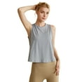 thumbnail image 2 of Womens Athletic Yoga Cropped Tank Top Summer Sleeveless Crewneck Crop Tops Loose Workout T-Shirt, 2 of 7
