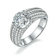 thumbnail image 2 of 1-2ct Moissanite Wedding Bands for Men Sterling Silver Anniversary Promise Ring Diamond Rings Round Cut D Color VVS1 Moissanite Engagement Rings with Certificate, 2 of 8