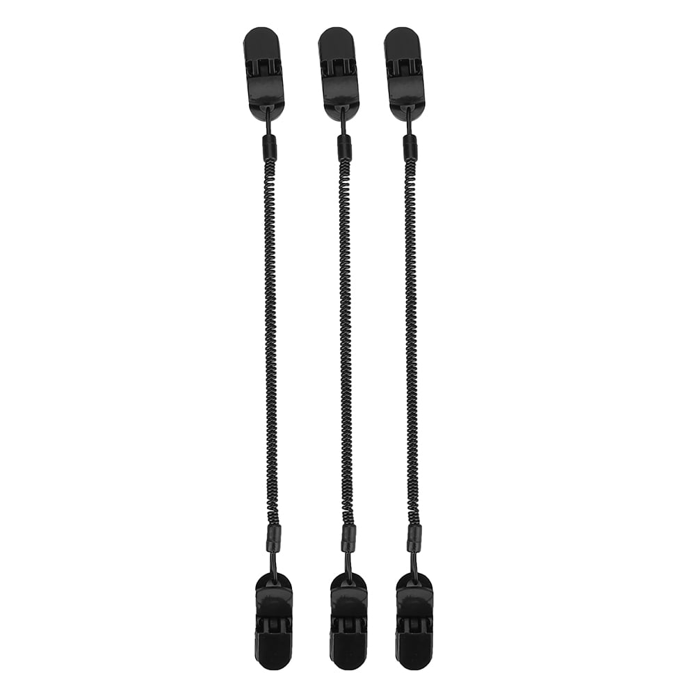 Freebily 5pcs Hat Clips Black Cap Retainer Fishing Apparel Keeper Holder and Coiled Cord for Golfing Fishing Boating Sailing