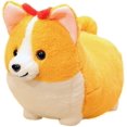 thumbnail image 1 of Almohada de peluche suave con forma de perro con lazo de dibujos animados (15 pulgadas), 1 of 4