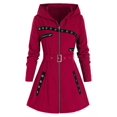 thumbnail image 1 of Women's Long Hooded Jacket Autumn And Winter Long Sleeve Gothic Punk Printed Warm Jacket Women's Street Zipper Sweatshirt Jacket, 1 of 6