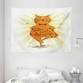 thumbnail image 1 of Yoga Tapestry, Peaceful Cat with a Motivational Phrase Asana Balance Position Relaxation, Wall Hanging for Bedroom Living Room Dorm Decor, 80W X 60L Inches, Orange Yellow Brown, by Ambesonne, 1 of 2