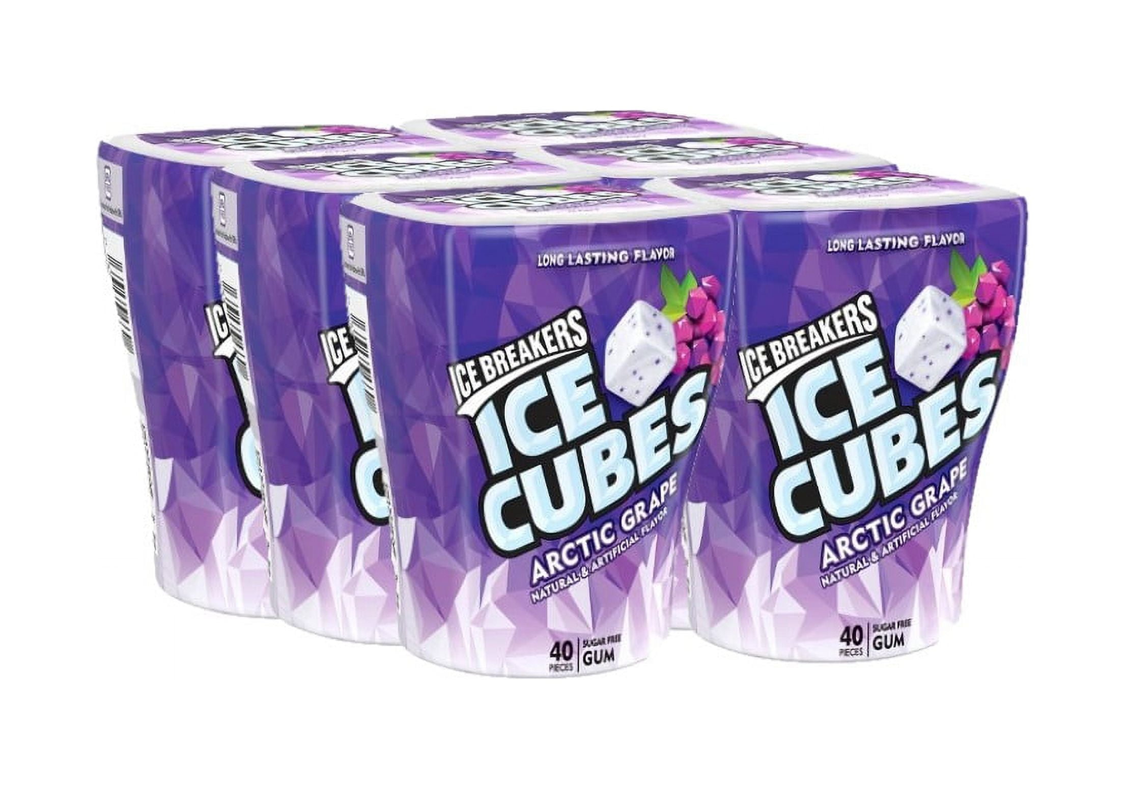 6 Pack | Ice Breakers Ice Cubes Sugar Free Gum, Arctic Grape, 40 Pieces