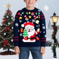 thumbnail image 4 of MIXUE Toddler Girls Sweaters Holiday Winter Santa Claus Print Knitted Comfortable Christmas Day Girls Crewneck Outerwear, 4 of 9